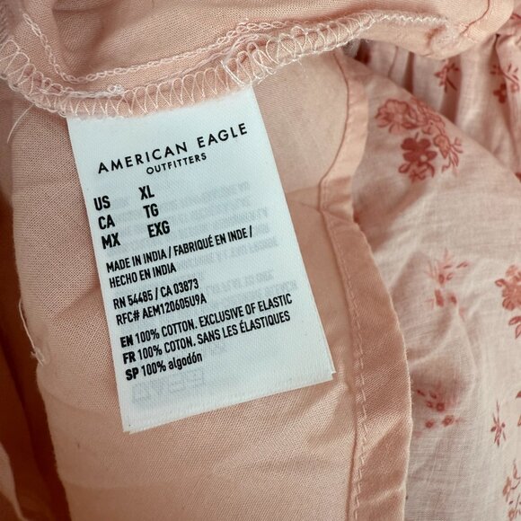 NWT American Eagle Romantic Floral Print Tiered Mini Dress Pink Size XL NEW - Picture 11 of 11
